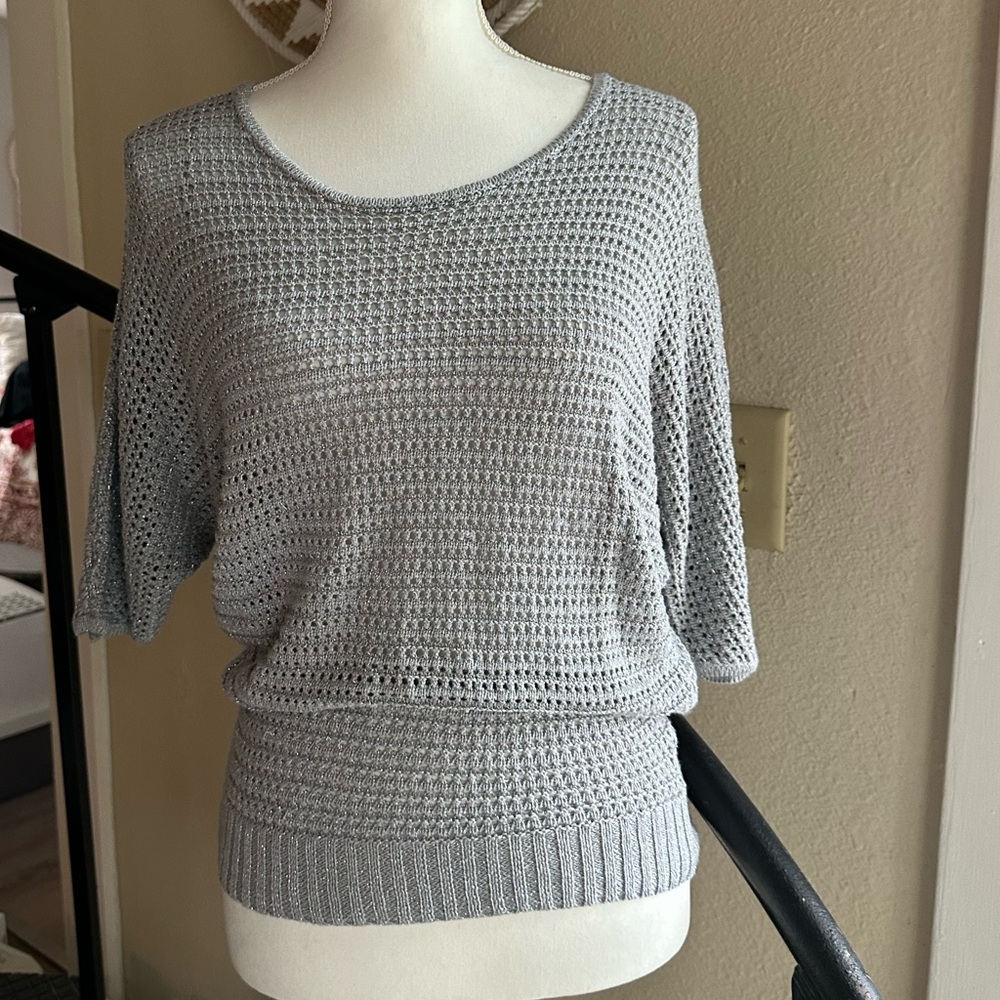 Elle Women's Silver Scoop Neck Sweater